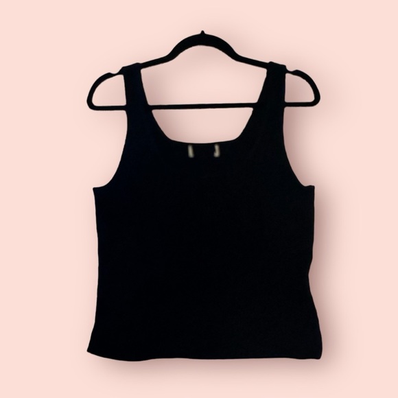 Structured ribbed black sleeveless crop tank women size large - Picture 1 of 5